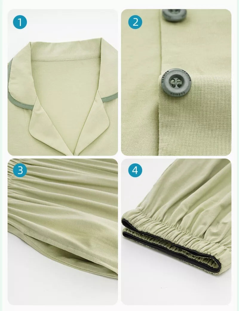 Women's Pajamas Set Antibacterial Dust Mite Resistant Solid Color Homewear