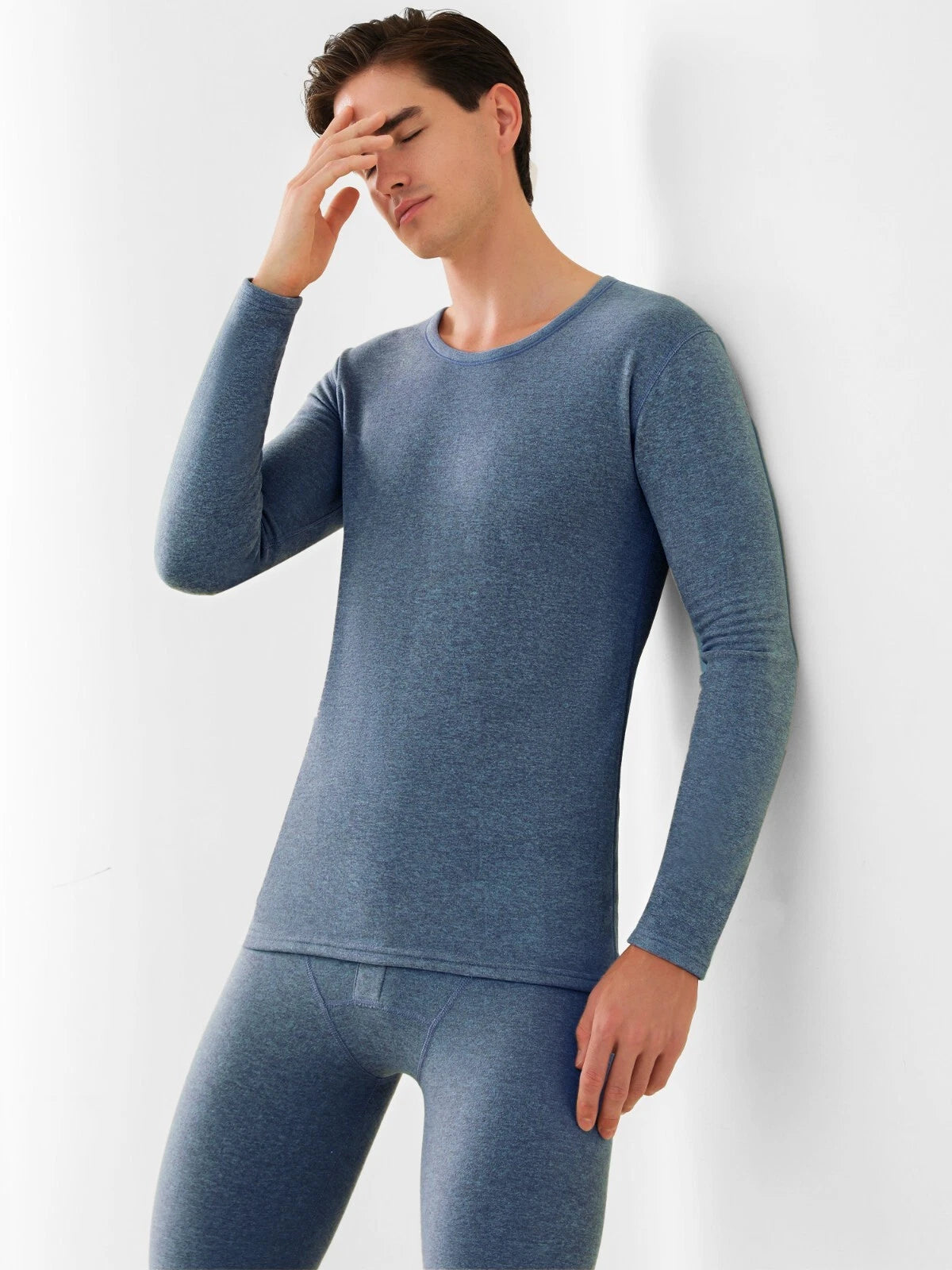 Men's Cashmere & Silk Lined Thermal Pajama Set Soft Underwear Set Long Johns