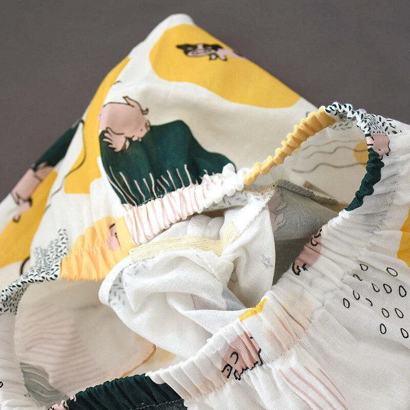 Women Pajamas Set 100% Cotton Printed Sleepwear Casual Nightwear Gauze Home Wear