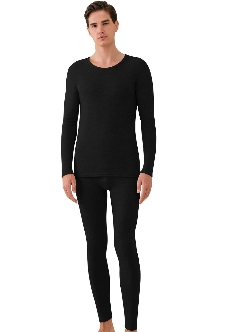 Men's Cashmere & Silk Lined Thermal Pajama Set Soft Underwear Set Long Johns