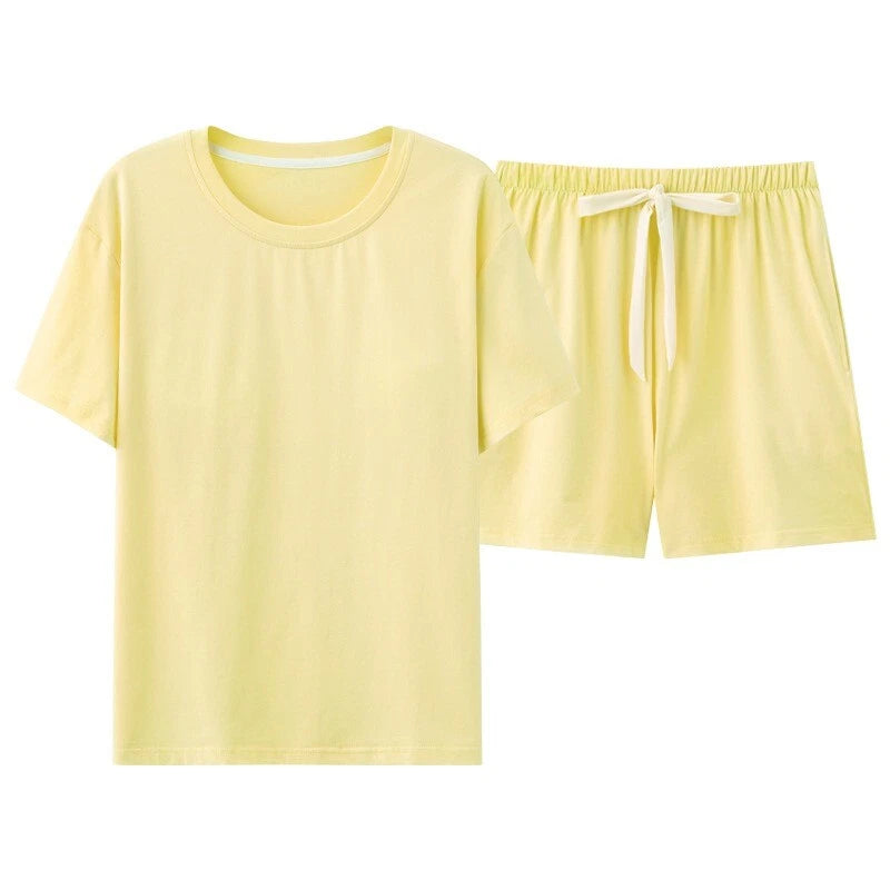 Women's Summer Soft Cool With Built-in Bra Pad Breathable Sports Pajamas Set-