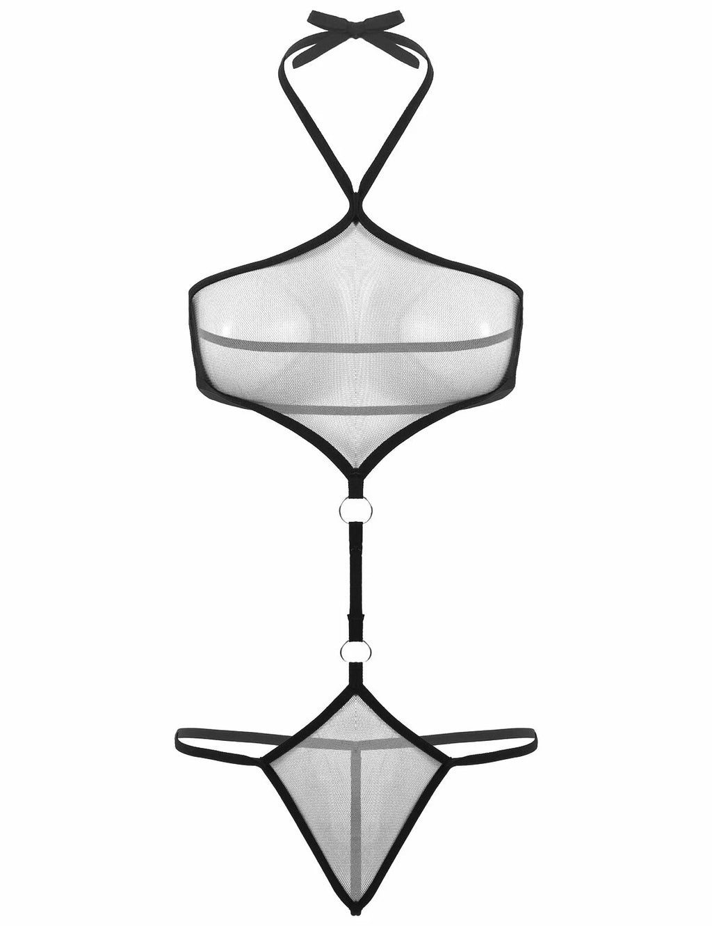 Sexy Women Mesh Lingerie Set Open Cups Bra Top Low Rise Mini Briefs Sleepwear