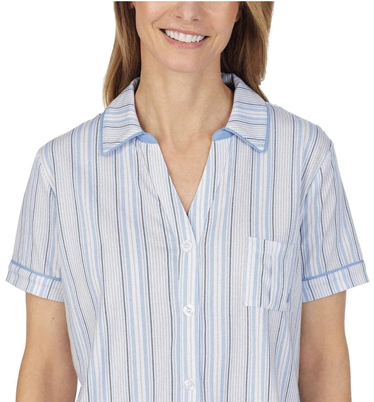 Nautica, 2 Pc - Notch Collar Capri Striped PJ Pajama Set | Blue