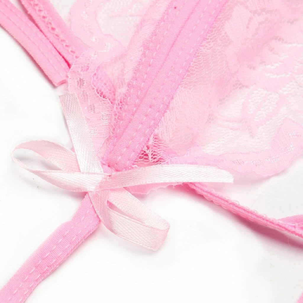 Sexy Lingerie Lace Bra G-string Thong Set Babydoll Sleepwear Underwear Nightwear