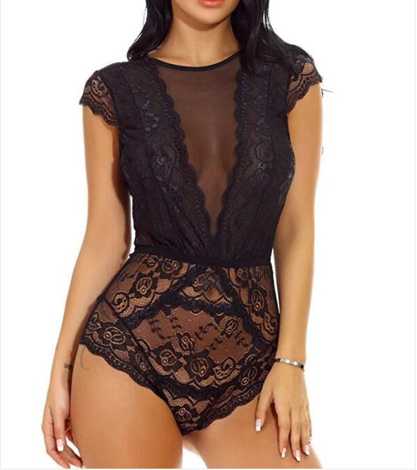 Womens Sexy Lingerie Lace Romper Teddy One Piece Bodysuit Babydoll Sleepwear US