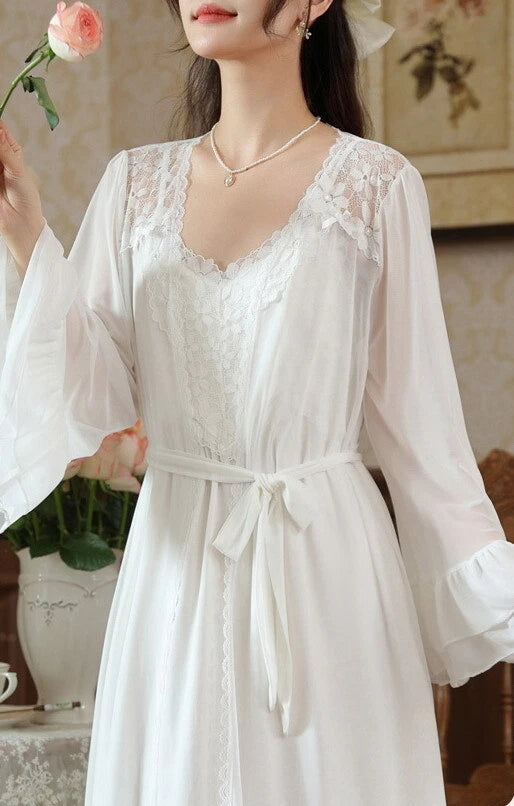 Women Lounge Suit Sling Padded Dress Cotton Robes Mesh Nightwear 2pcs 161201