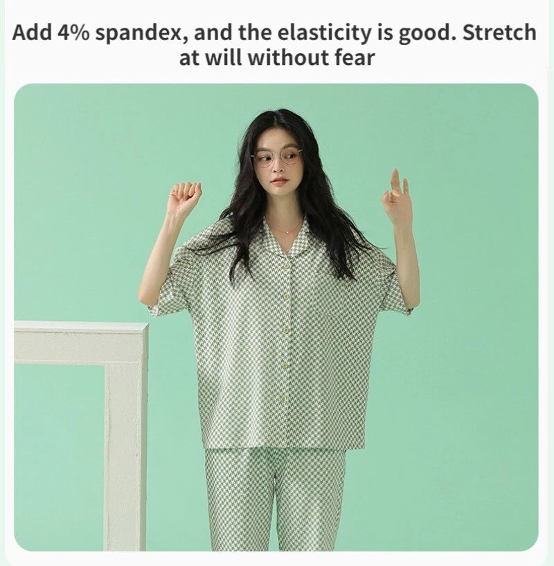 Fashion Women's Pajamas Set Short Sleeve Cool Antibacterial Comfortable Homewear Homewear-