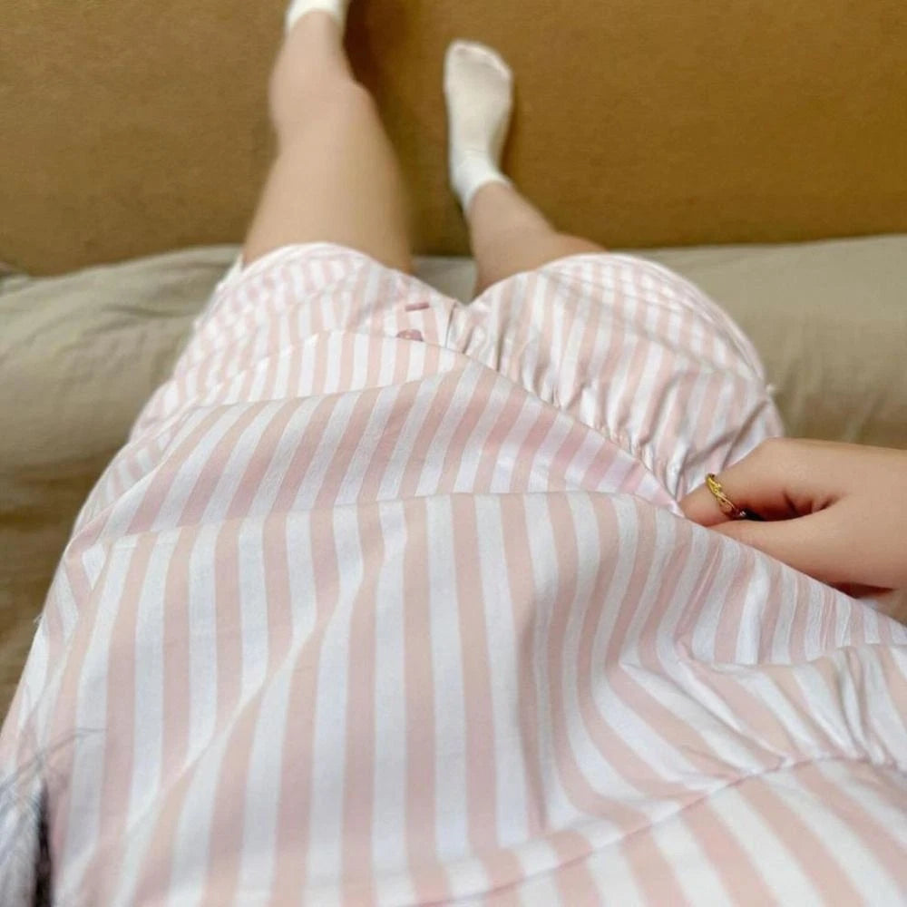 Sleeveless Lace Stripe Pyjama Suit Two Piece Pyjama Sets Gifts-