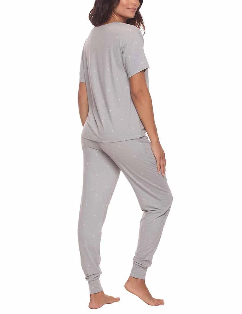 Felina Women's 3 Piece Pajama Set Jogger Shorts Crew Neck Tee