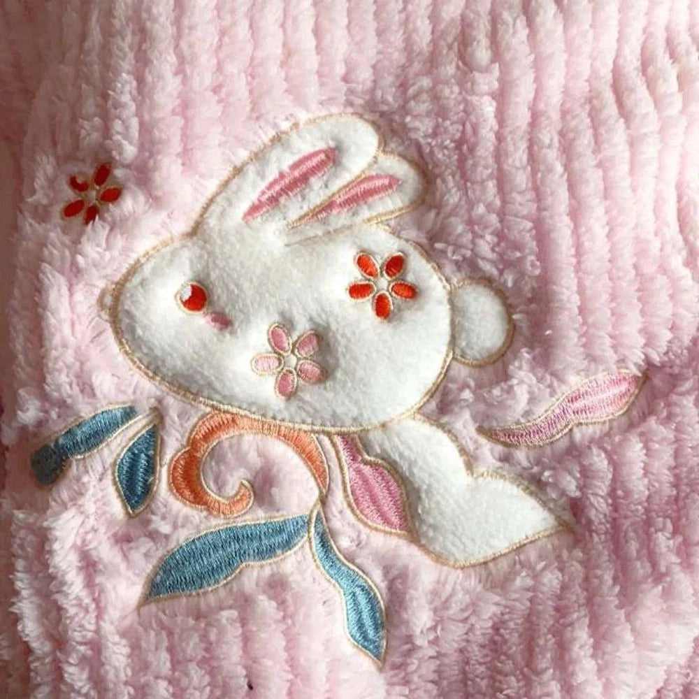 Plush Two Piece Pajama Set Rabbit Winter Sleepwear Home-