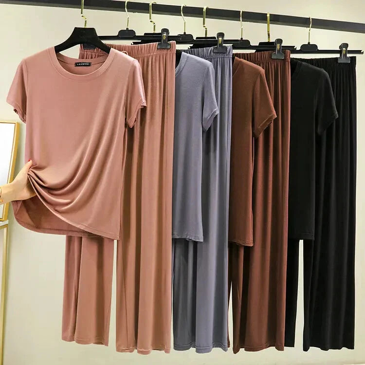 New Pajama Sets Women Lounge Cute Sleepwear Short Sleeve Casual Nightwear