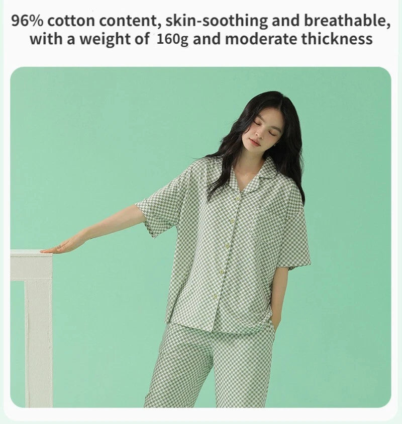 Fashion Women's Pajamas Set Short Sleeve Cool Antibacterial Comfortable Homewear Homewear-