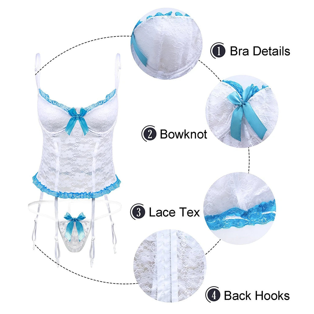 Plus Size Women Sexy Lingerie Lace Bodysuit Lace Underwear Sleepwear G-string US