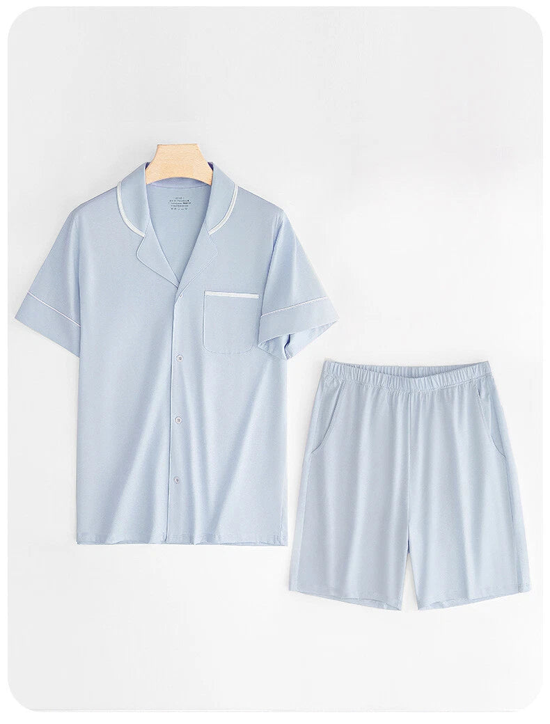 Breathable Comfort New Women Pajama Set Summer Thin Cool Short Sleeve Shorts-
