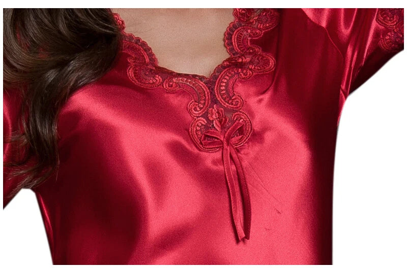 Women Satin Silk Lace Dress Sleepwear Lingerie Short Mini Nightdress Nightgown