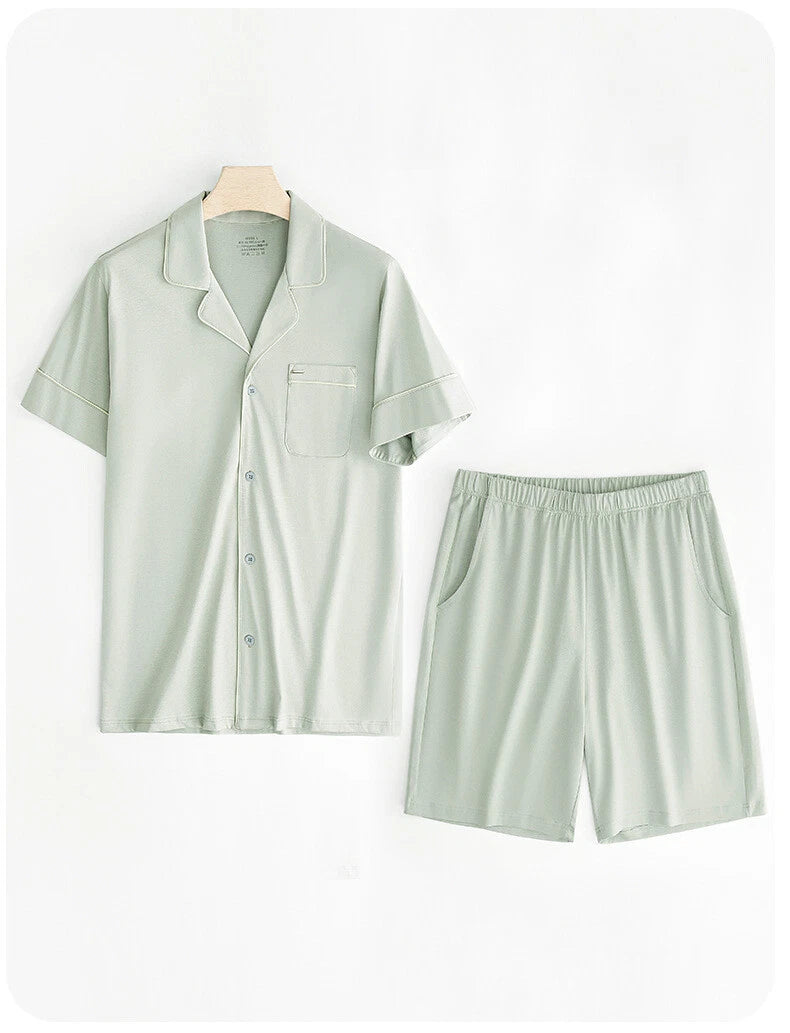 Breathable Comfort New Women Pajama Set Summer Thin Cool Short Sleeve Shorts-