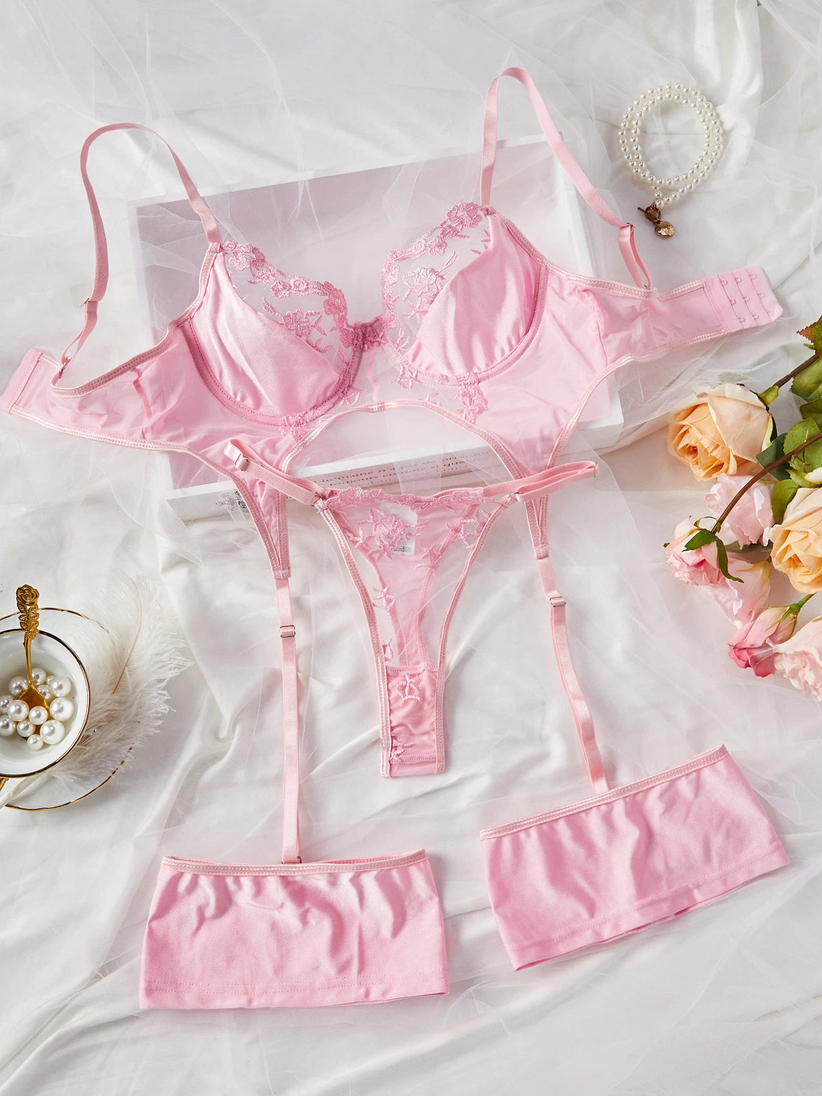 Sexy Women Lingerie Pink Lace Dress G-string Underwear Babydoll Sleepwear Gift