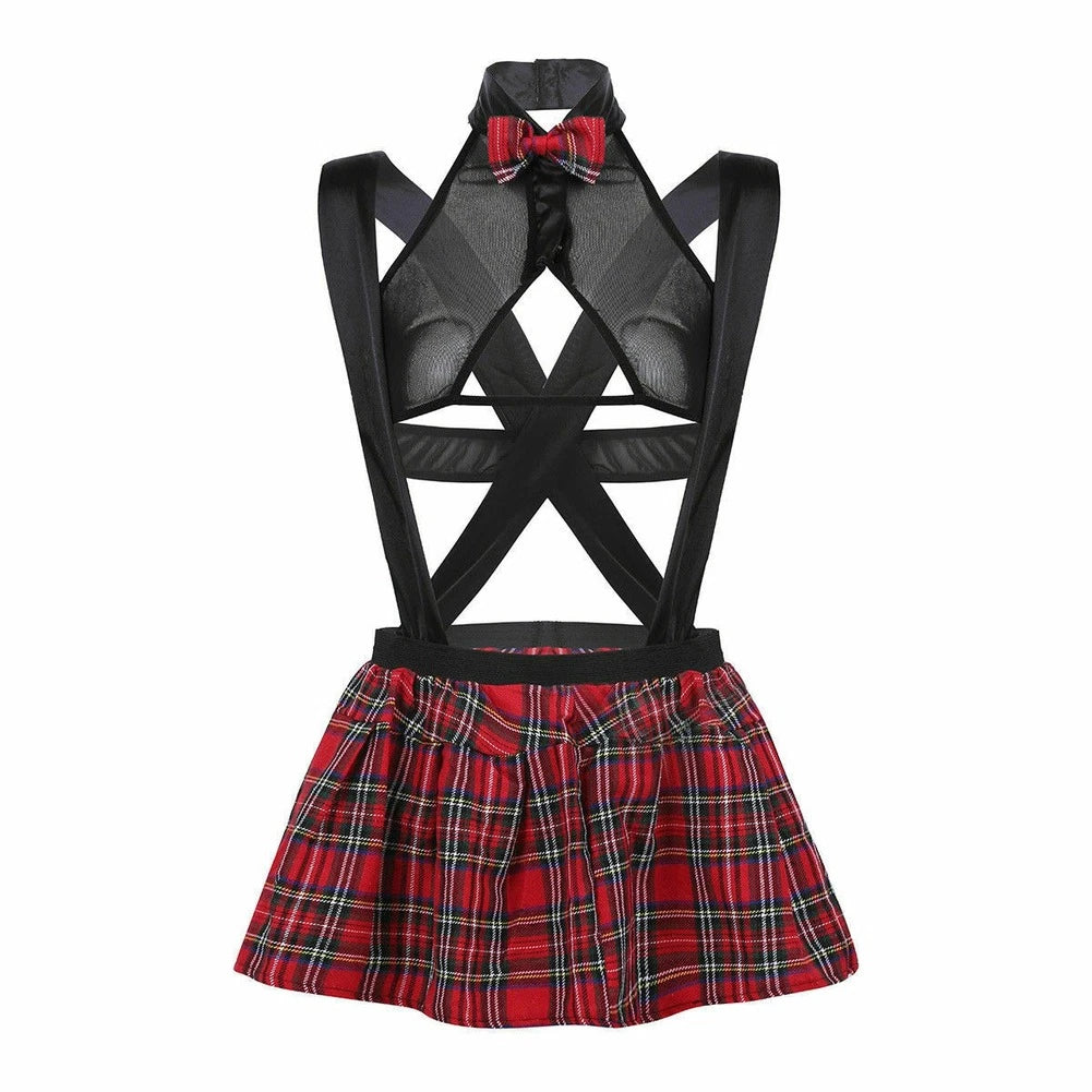 Halloween School Girl Cosplay Tartan Mini Skirt Sexy Lingerie Student Uniform US