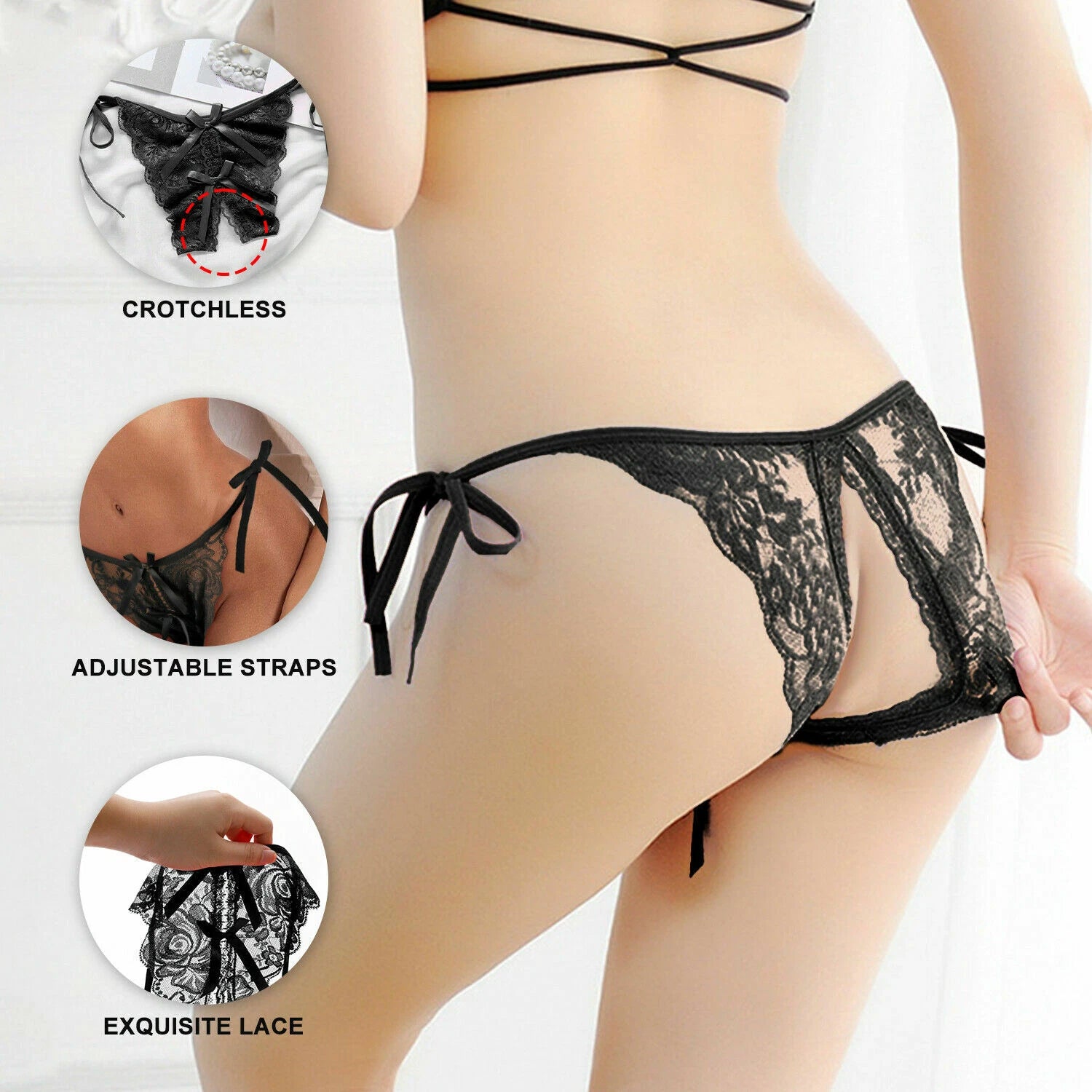 Women Sexy Lingerie Set with Garter Belt Floral Lace Bra and Panty Set Nightwear