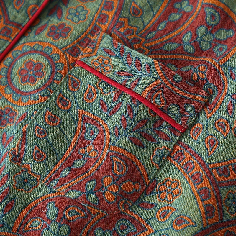 2024 new Ethnic style printed women's pajamas 2-piece set for casual wear