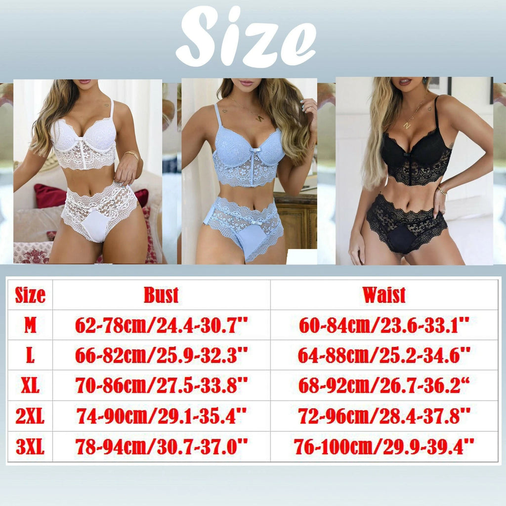 Women Lace Sexy Lingerie Nightwear Ladies Underwear Pajamas Set Bra Thong Z7