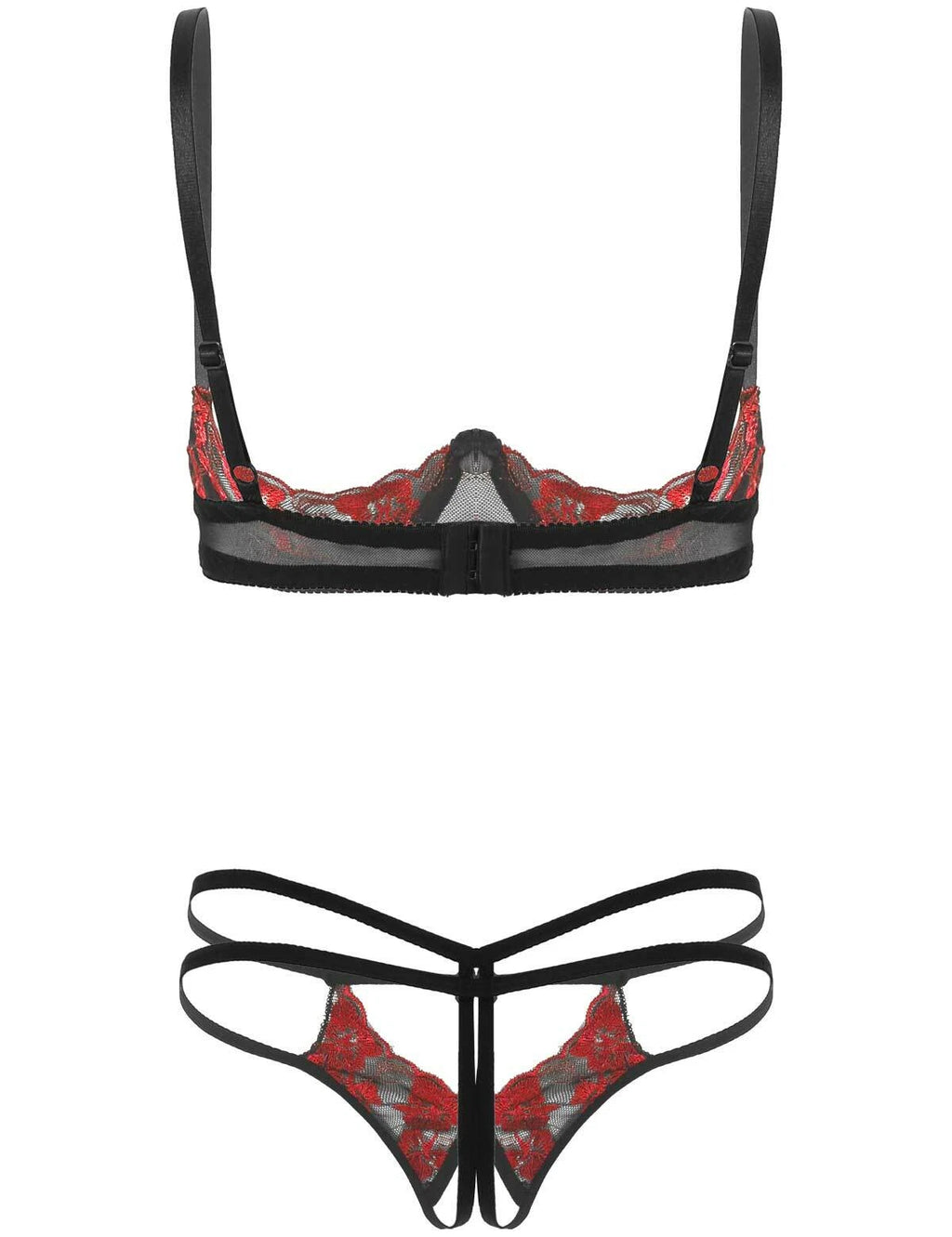 FEESHOW Sexy Lingerie Set Women Open Cup Bra Briefs Panties Babydoll AU