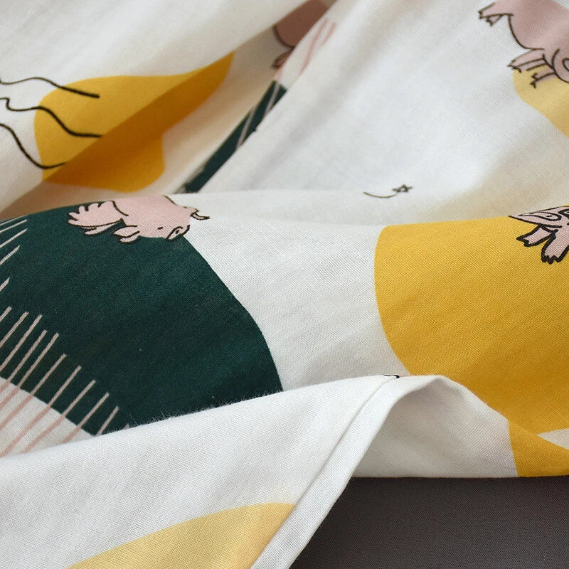 Women Pajamas Set 100% Cotton Printed Sleepwear Casual Nightwear Gauze Home Wear