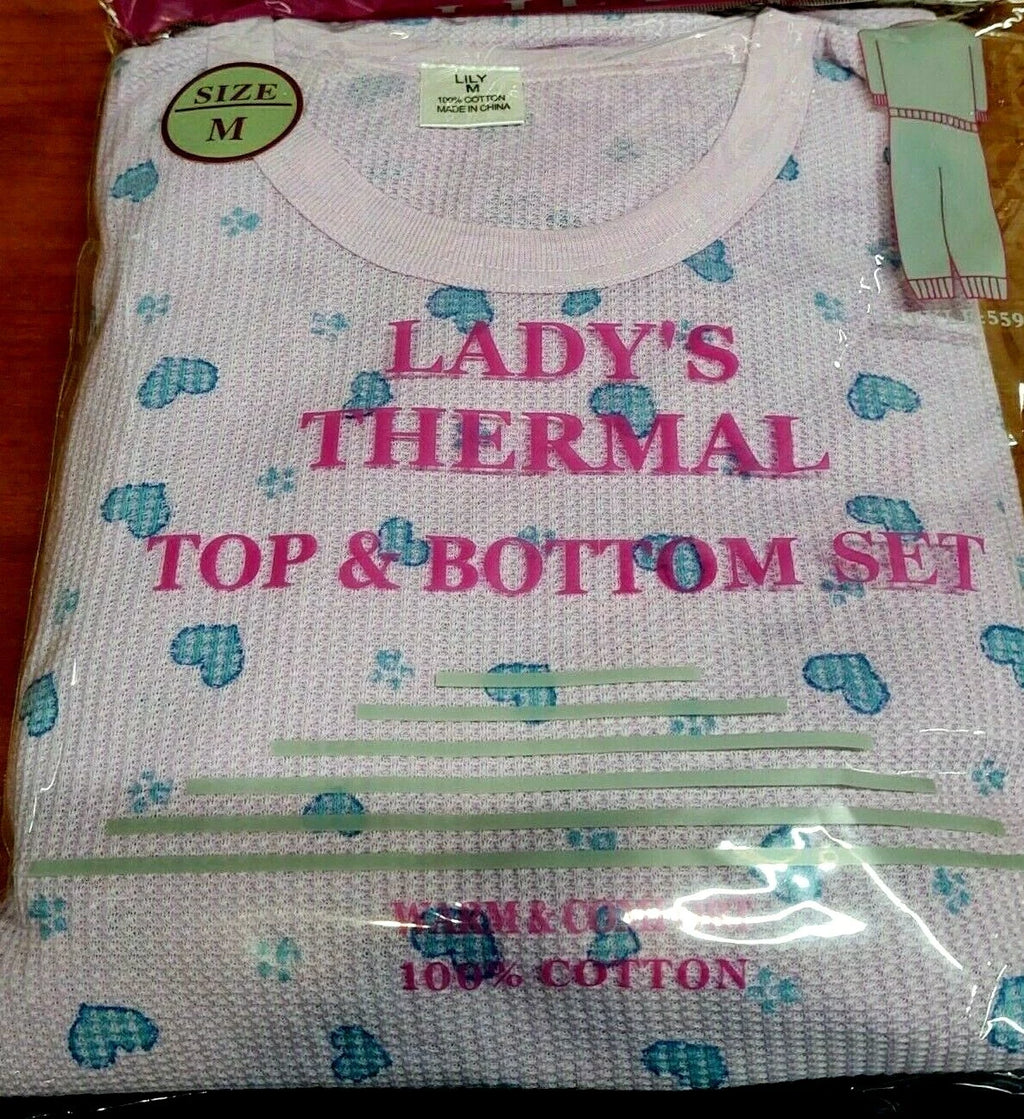 WOMEN'S Thermal TOP & BOTTOM SET Waffle Knit Long Johns Warm Underwear PJ'S 2pcs
