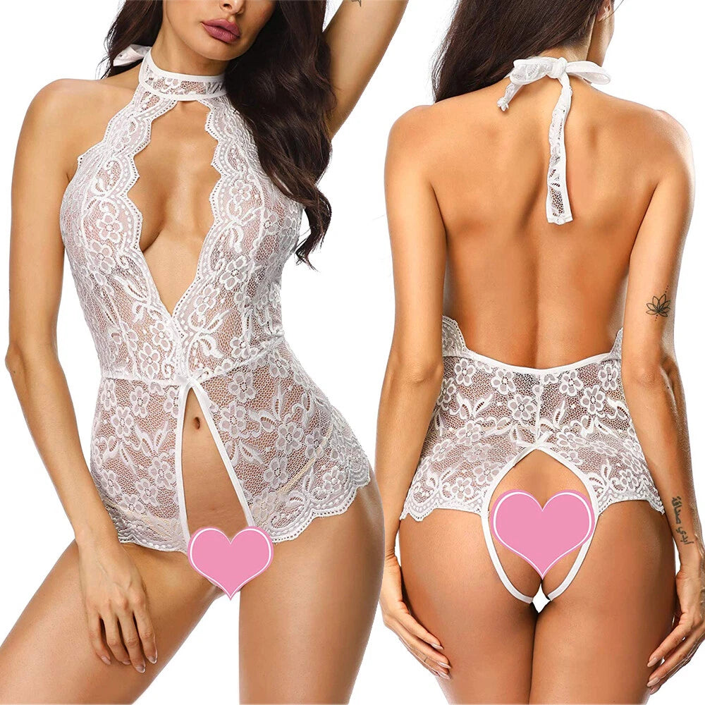Women's Sexy Lingerie Bodysuit Dress Lace Lingerie Babydoll Nightwear Sleepwear