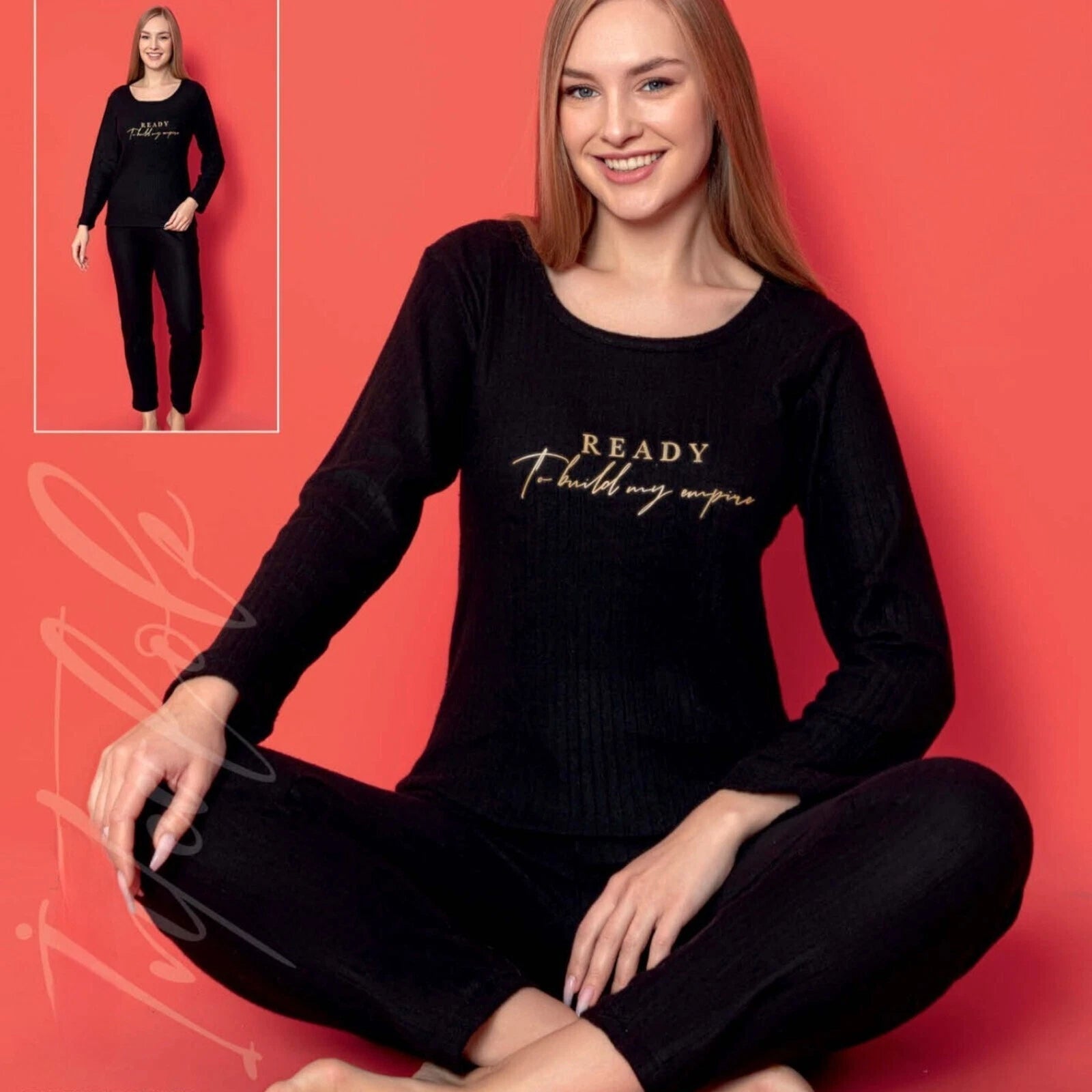 Joblot Ladies Pyjama Set Pyjamas With Long Sleeve And Trousers Homewear M-2XL-