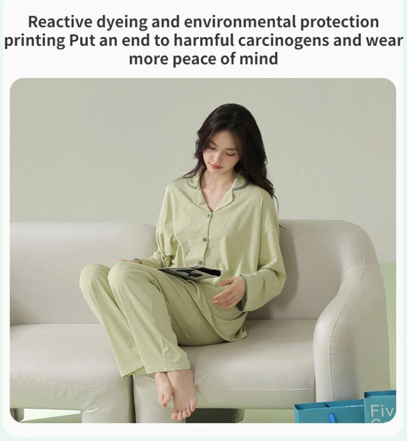 Women's Pajamas Set Antibacterial Dust Mite Resistant Solid Color Homewear