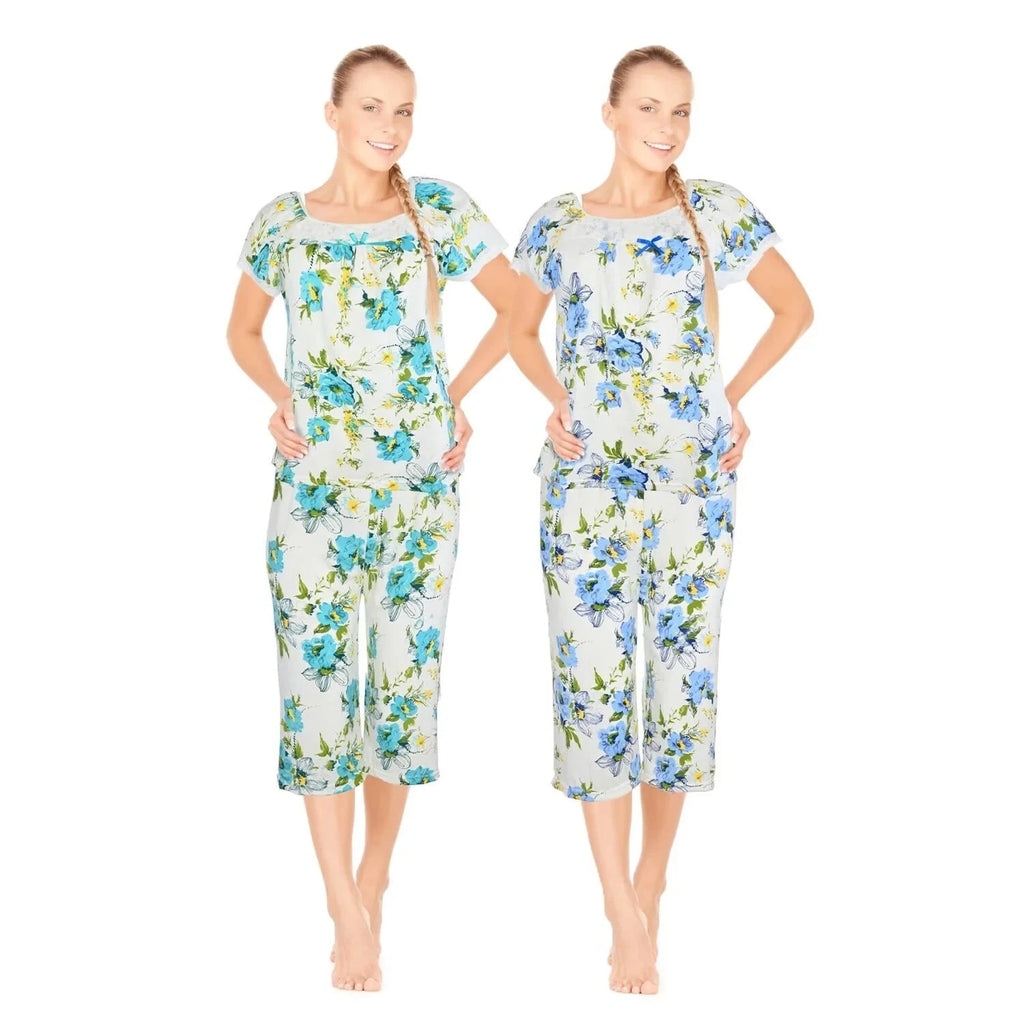 JEFFRICO Womens 2 Pack Capri Set Sleepwear Soft Pajamas Sleep Nightshirts 804C