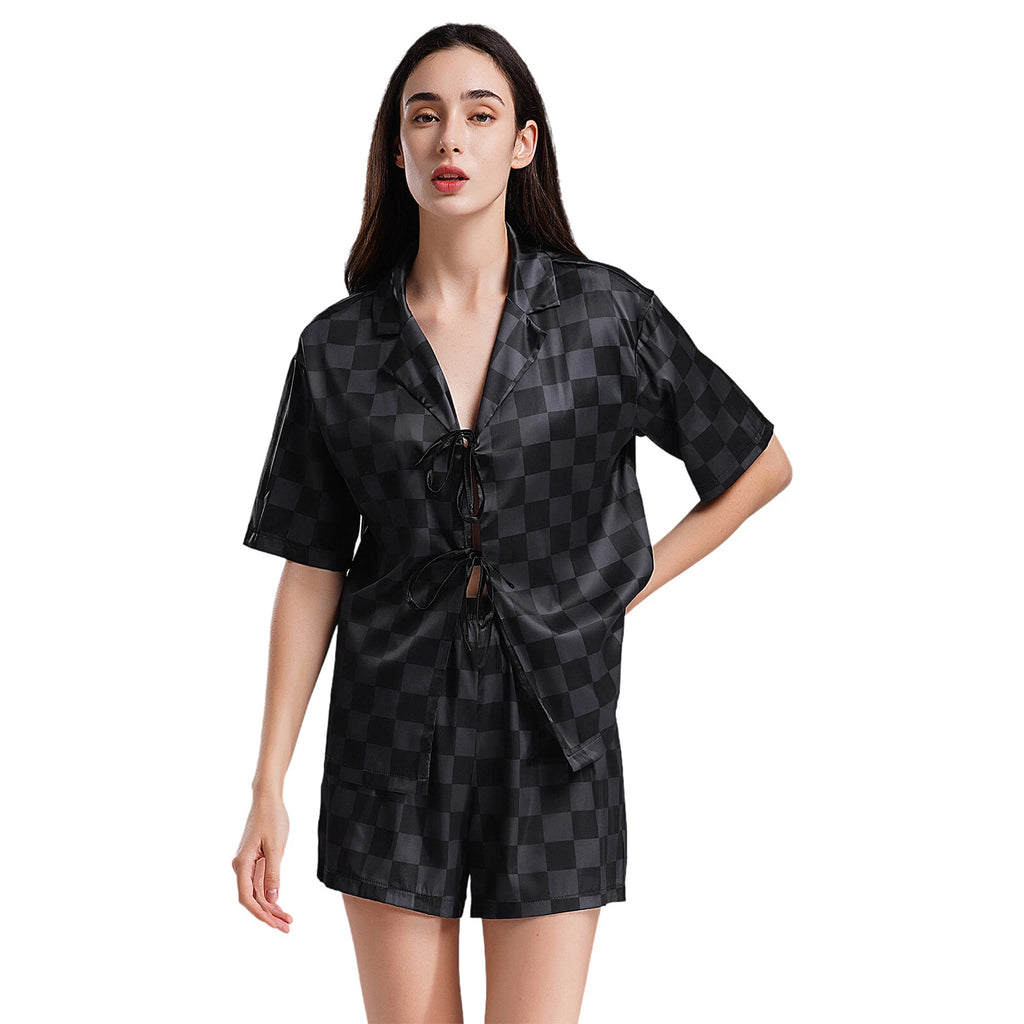 Women Nightwear Casual Pajamas Set Soft Sleepwear Shiny Homewear Comfortable