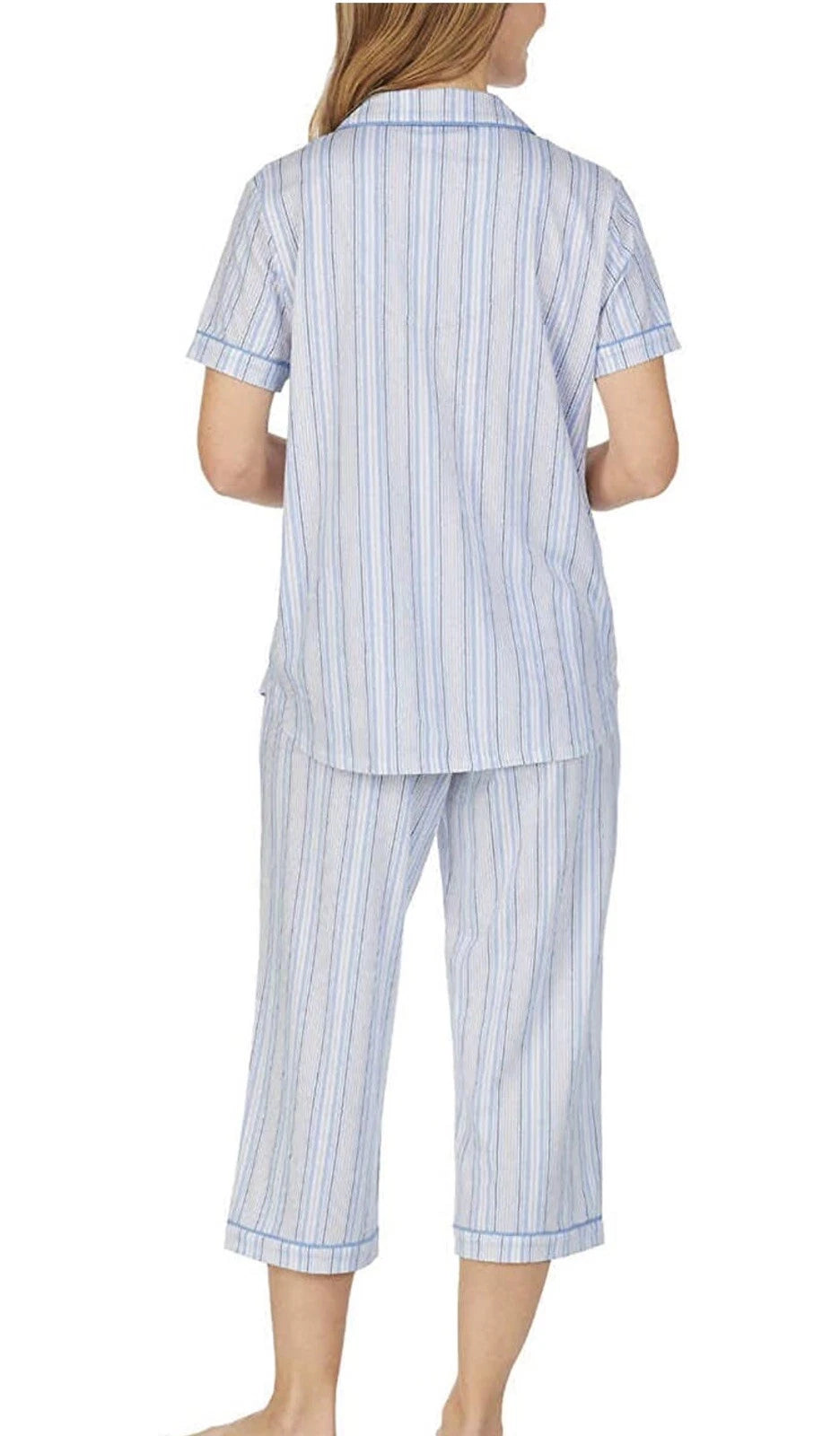 Nautica, 2 Pc - Notch Collar Capri Striped PJ Pajama Set | Blue
