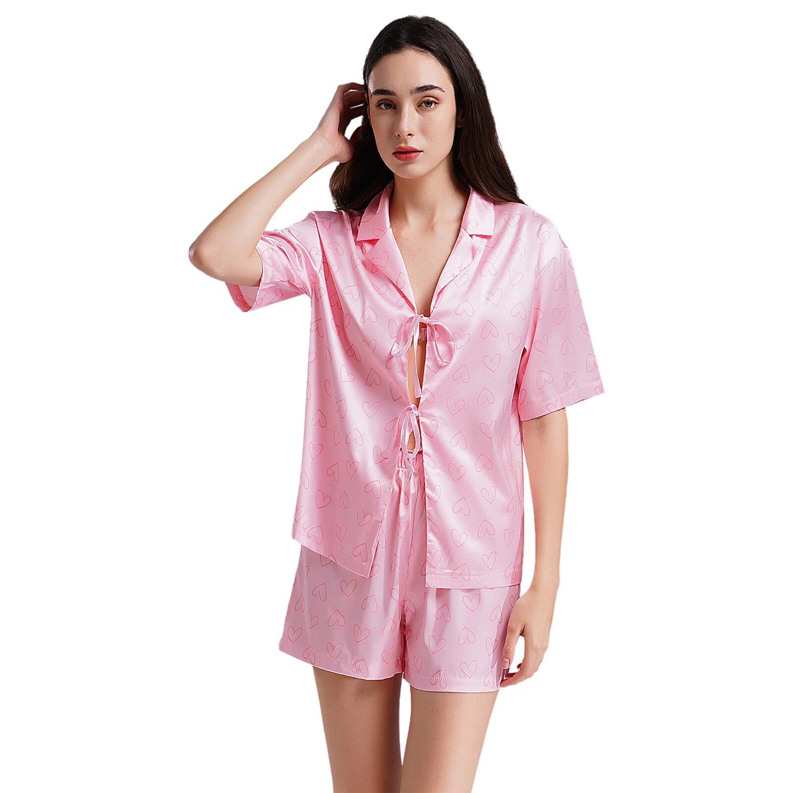Women Nightwear Casual Pajamas Set Soft Sleepwear Shiny Homewear Comfortable