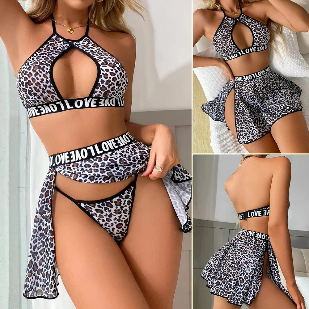 Women Sexy Lingerie Sleepwear Underwear Nightwear Babydoll Lace Bra Thong Set US