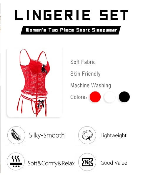 Plus Size Women Sexy Lingerie Lace Bodysuit Lace Underwear Sleepwear G-string US