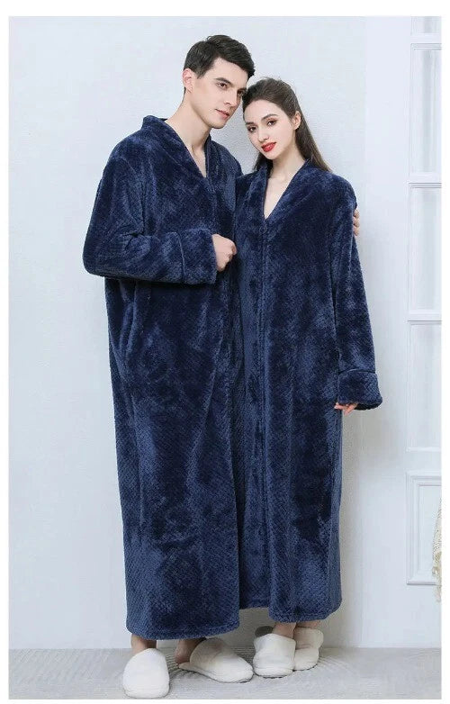 New Zipper Nightgown Flannel Nightgown Autumn Sleepwear Solid Color  Bathrobe