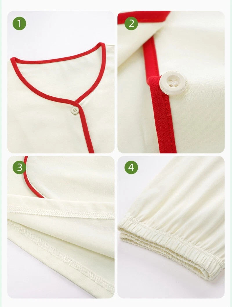 Fashion Women's Pajamas Autumn Embroidered Comfortable Casual Antibacterial Pajamas Set-