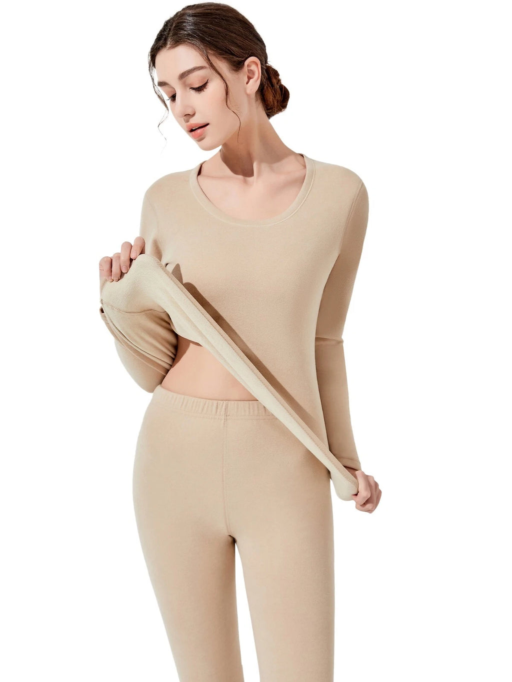 Womens Thermal Underwear Set Soft Fleece Lined Long Johns Base Layer Top& Bottom