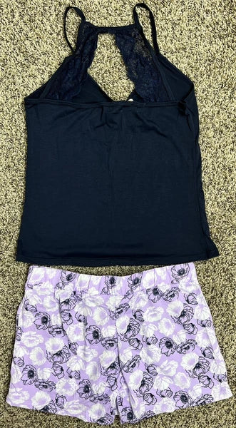 Women's talulah blue top with purple shorts  pajama set