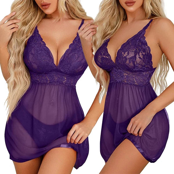 Sexy-Lingerie Women's Babydoll G-string Sleepwear Underwear Lace Dress Nightwear
