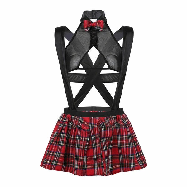 Halloween School Girl Cosplay Tartan Mini Skirt Sexy Lingerie Student Uniform US