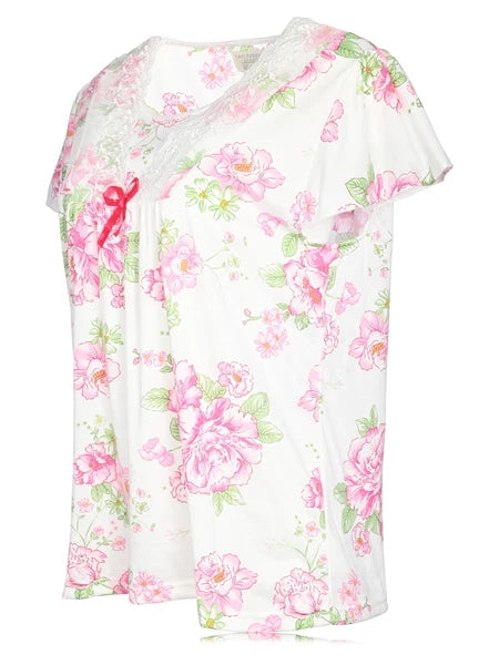 JEFFRICO Womens Capri Pajama Set 2 Piece Short Sleeve Top & Capri Pants 812C