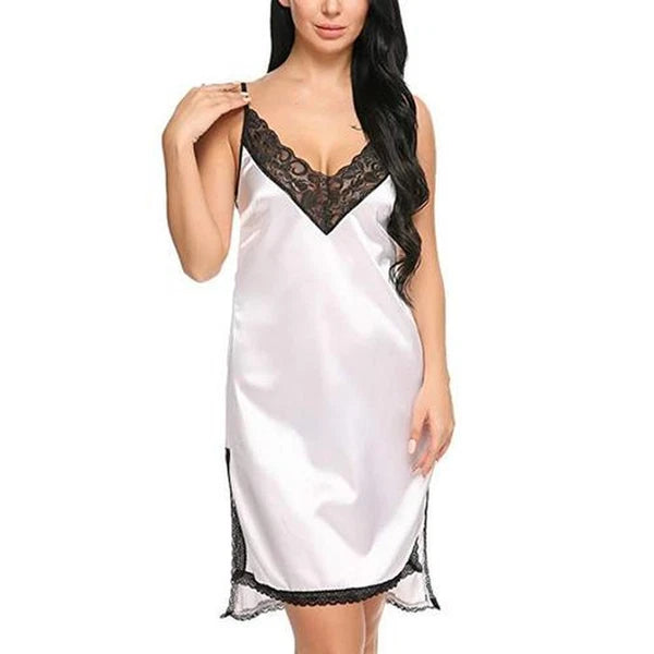 US Women Sexy-Lingerie Sleepwear Satin Silk Babydoll Lace Nightwear Pajamas Set