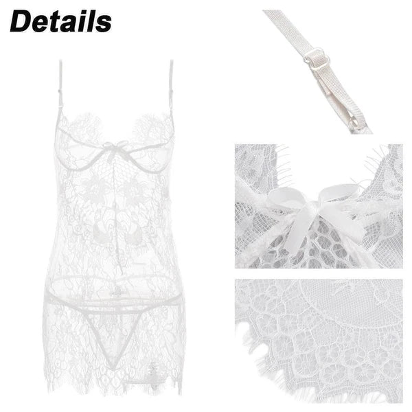 Women's Lingerie Lace Sleepwear Babydoll Underwear Nightdress G-String Nightwear