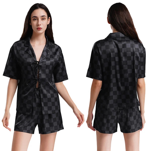 Women Nightwear Casual Pajamas Set Soft Sleepwear Ice Cool Homewear Summer