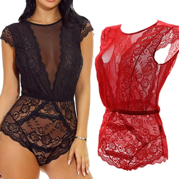 Womens Sexy Lingerie Lace Romper Teddy One Piece Bodysuit Babydoll Sleepwear US