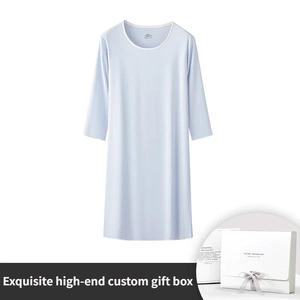 Fashion Spring Women's Three Quarter Sleeves Breathable Comfortable Nightgown Clothing-