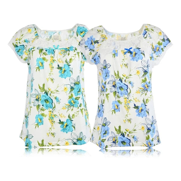 JEFFRICO Womens 2 Pack Capri Set Sleepwear Soft Pajamas Sleep Nightshirts 804C